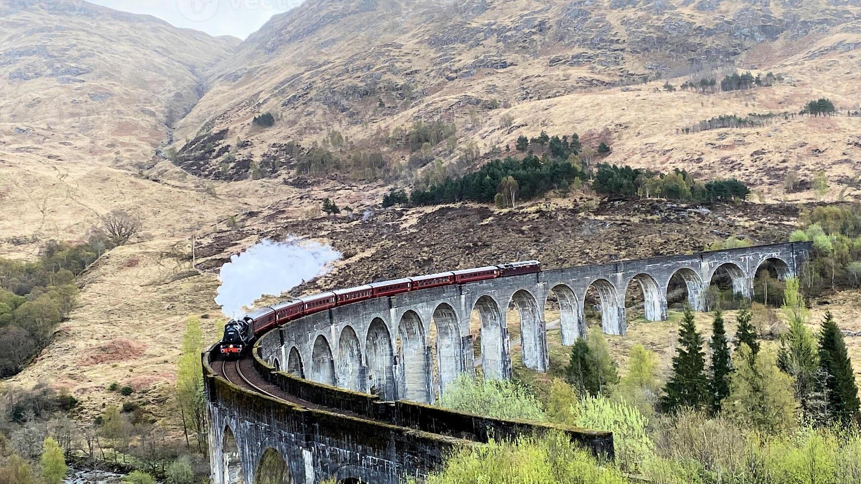 A view of the Glenfinnan Viaduct in Scotland photo