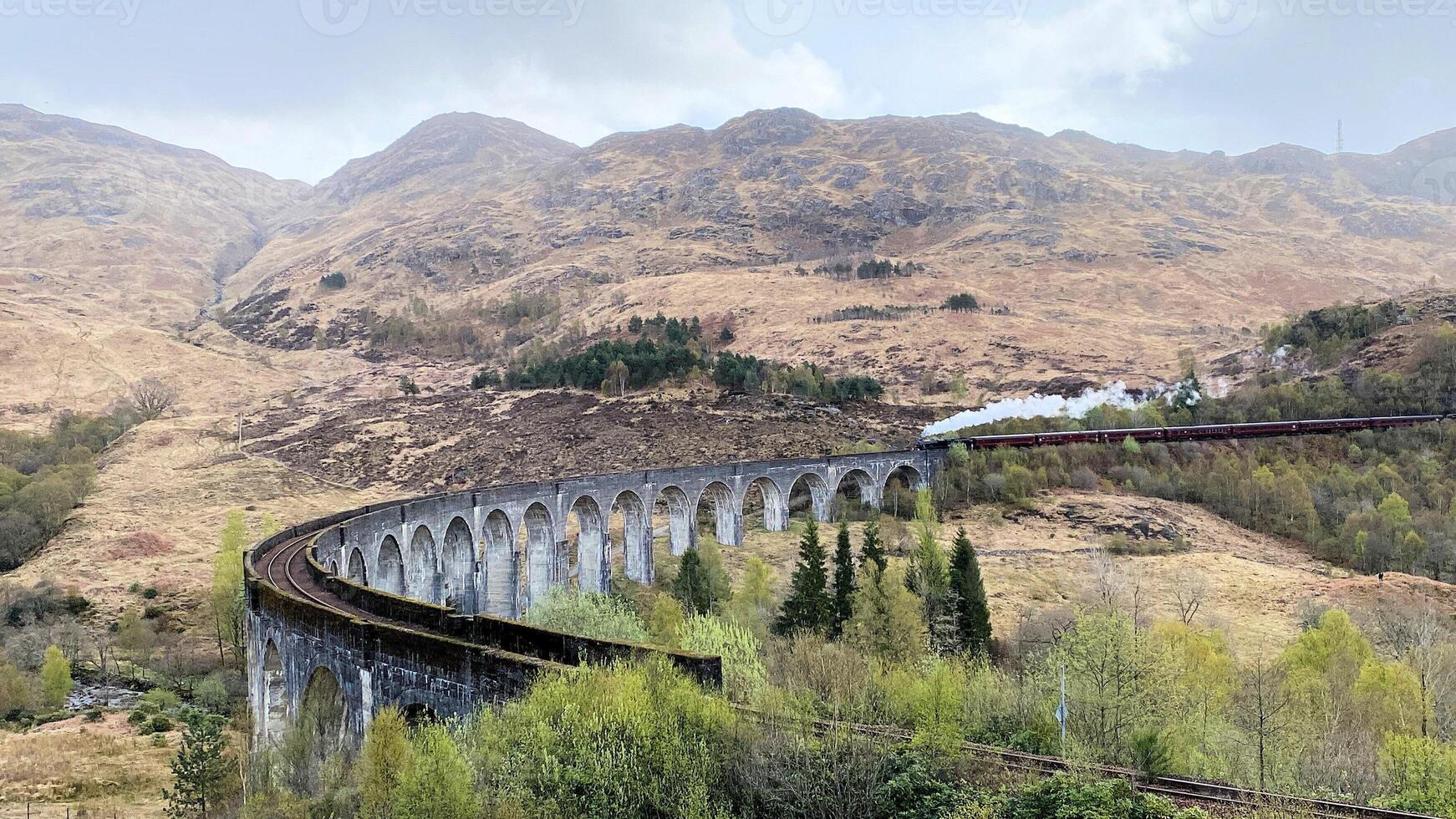 A view of the Glenfinnan Viaduct in Scotland photo