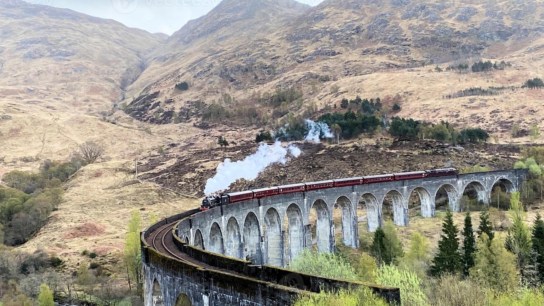A view of the Glenfinnan Viaduct in Scotland photo