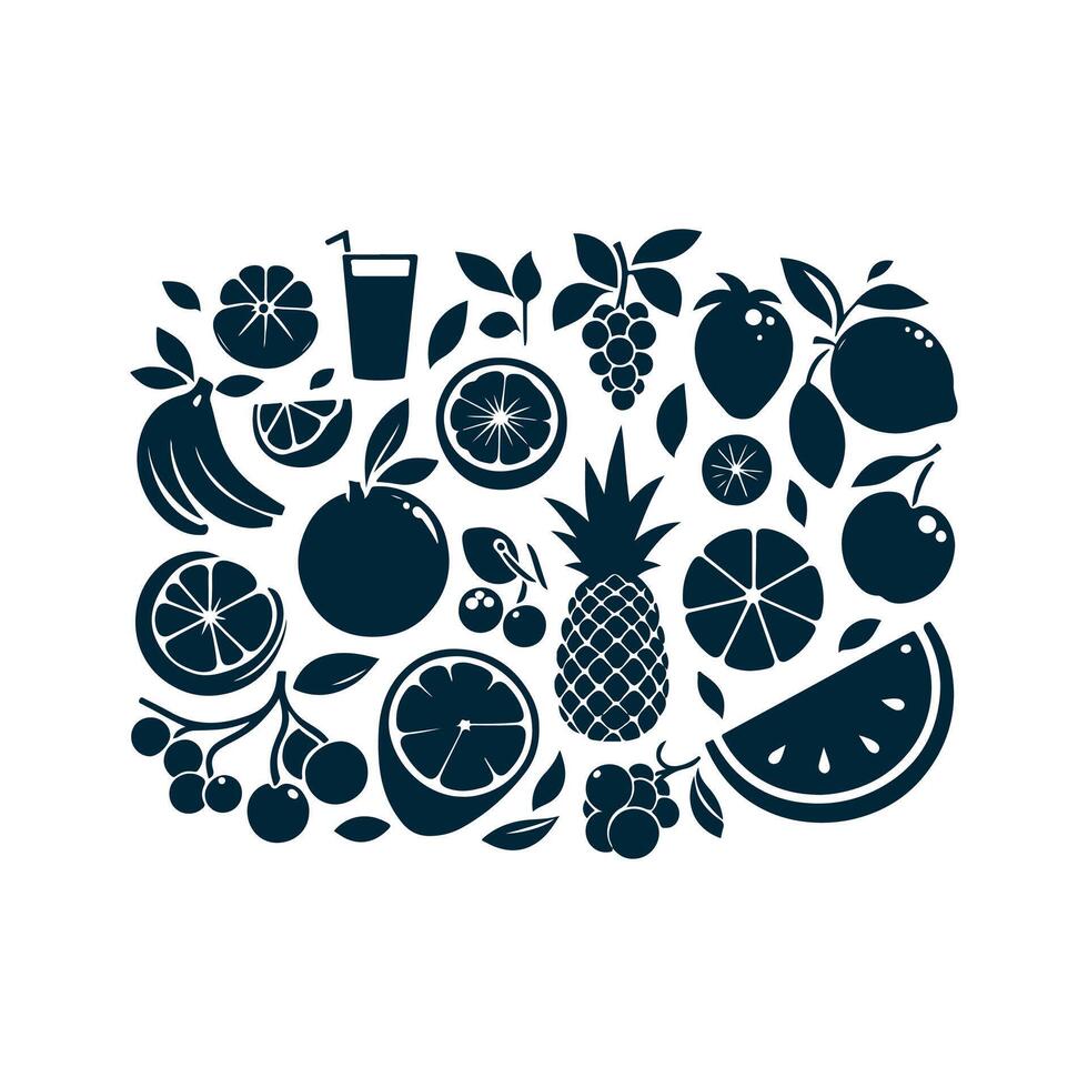 Fruit silhouette Clip art isolated illustration on white background vector