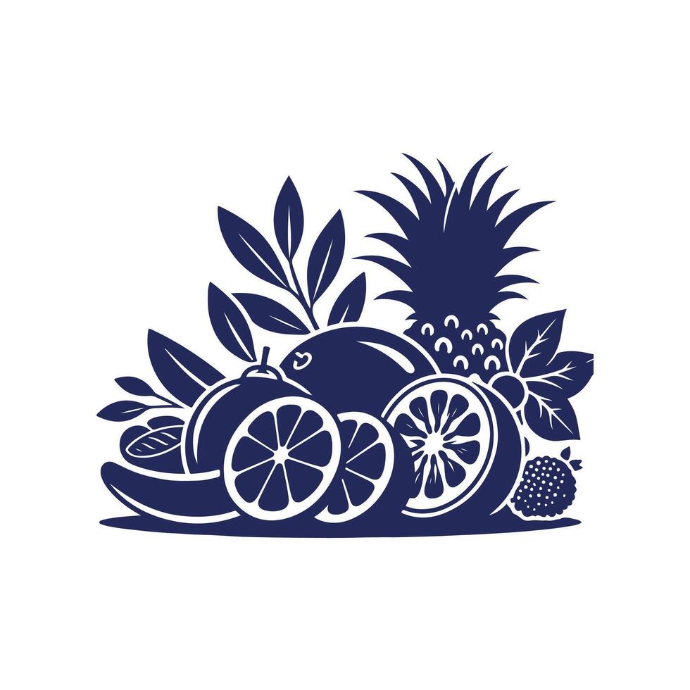Fruit silhouette Clip art isolated illustration on white background vector