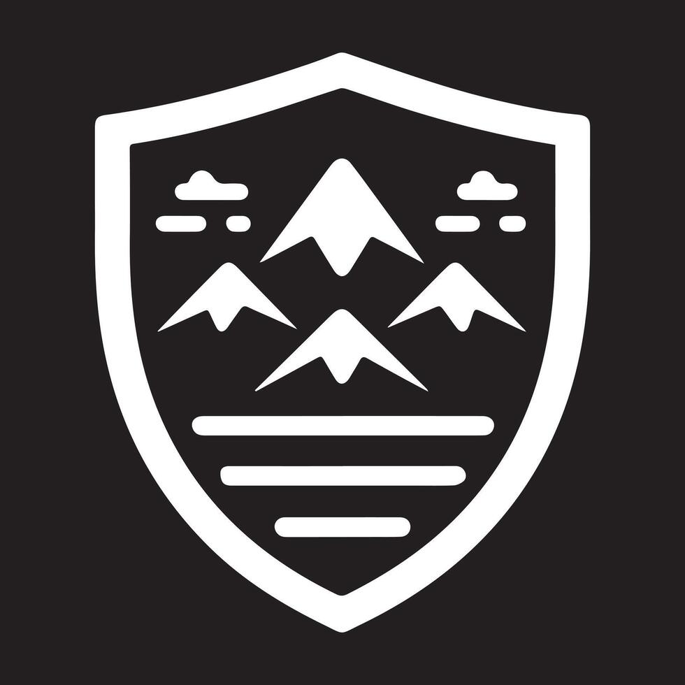 Mountain Shield Icon Design vector