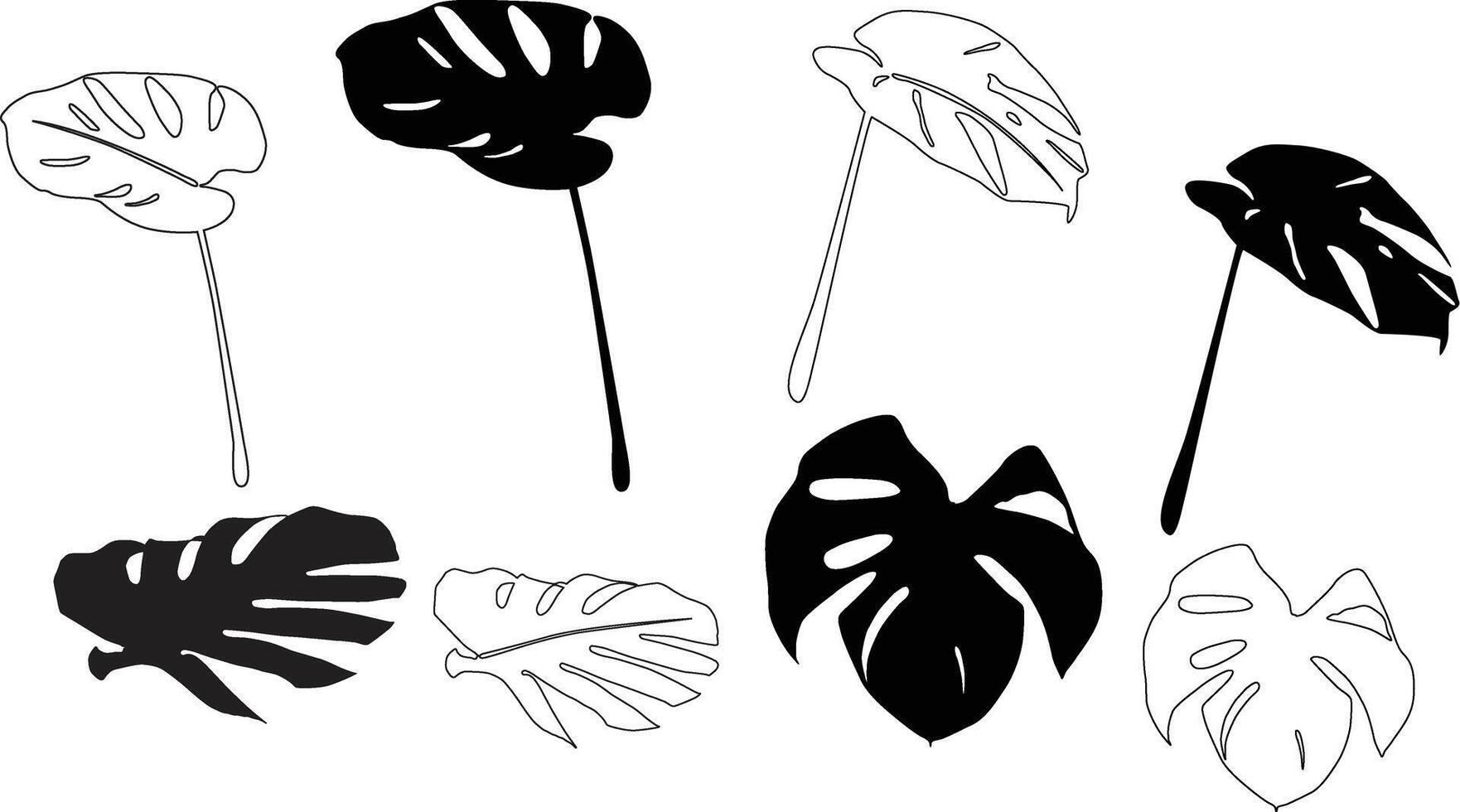 Decorative silhouette indoor plants vector
