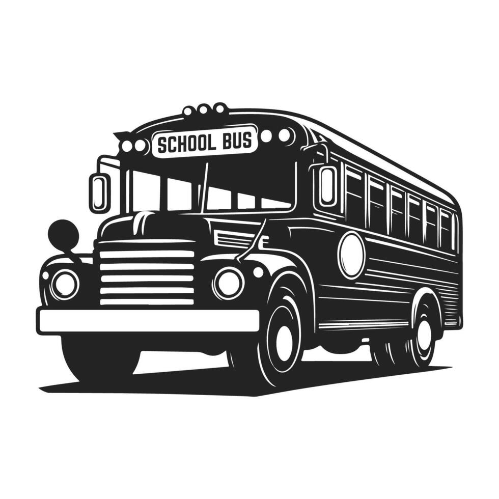 Silhouette school bus line icon. School bus illustration on white background. vector