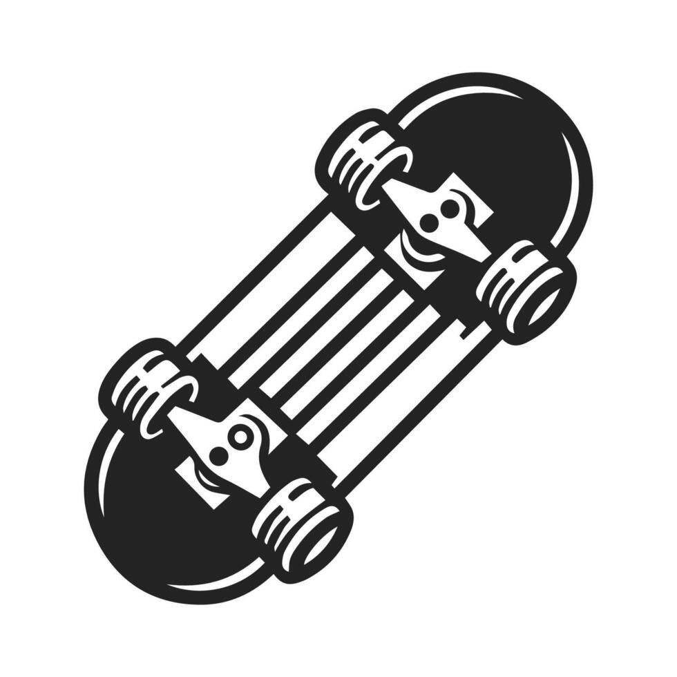 Flat Minimalist Skateboard Silhouette in Black and White vector