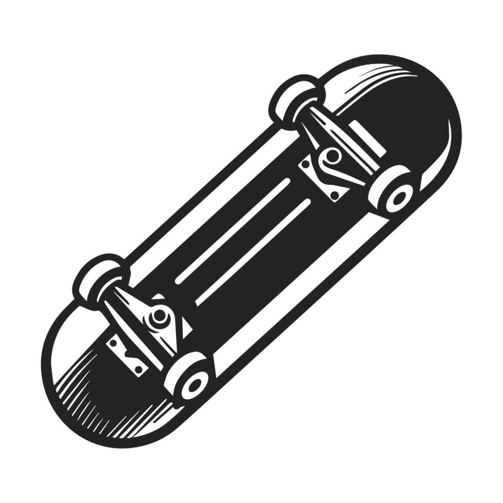 Flat Skateboard Silhouette in Clean Black and White vector