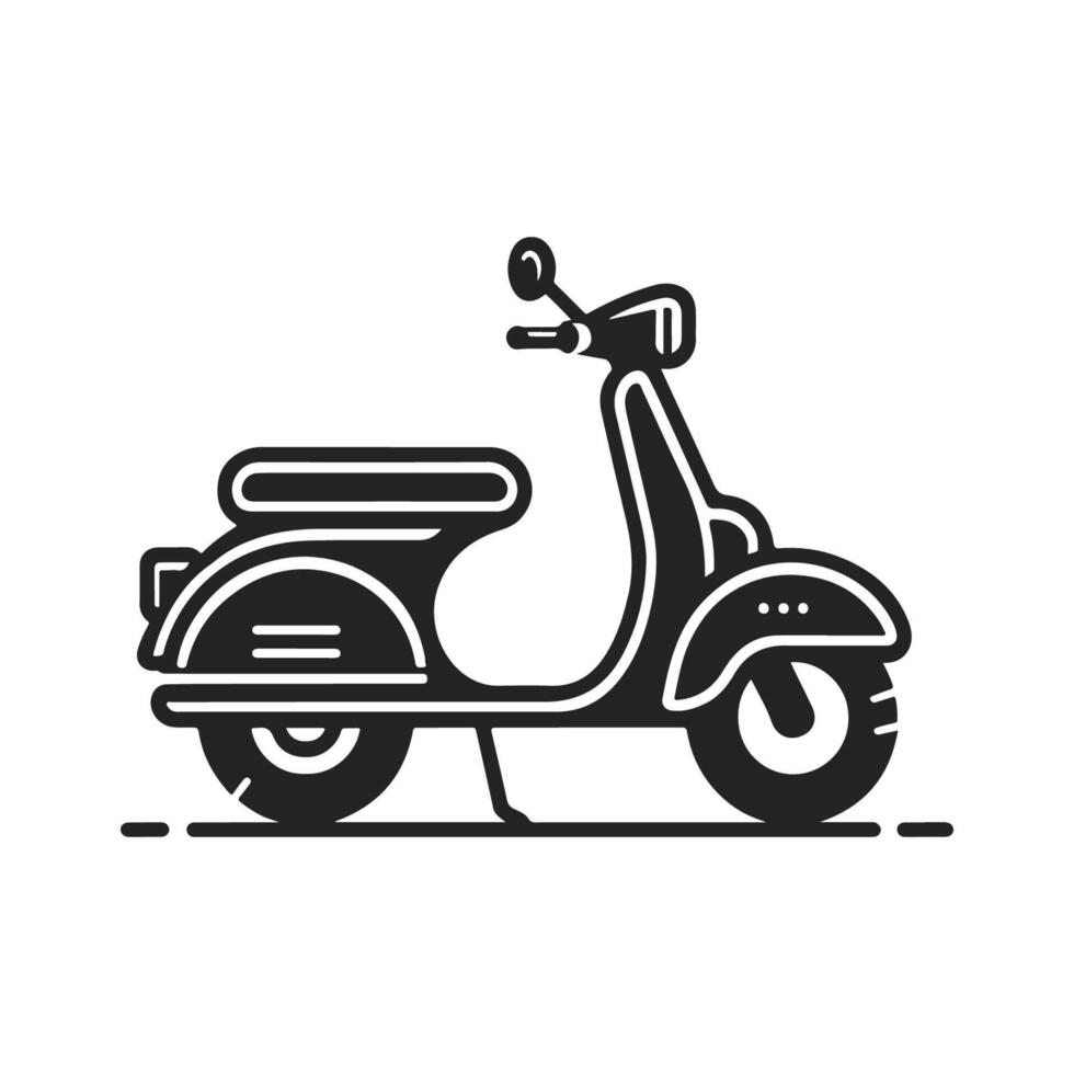 Flat Minimalist Scooter Silhouette in Black and White vector