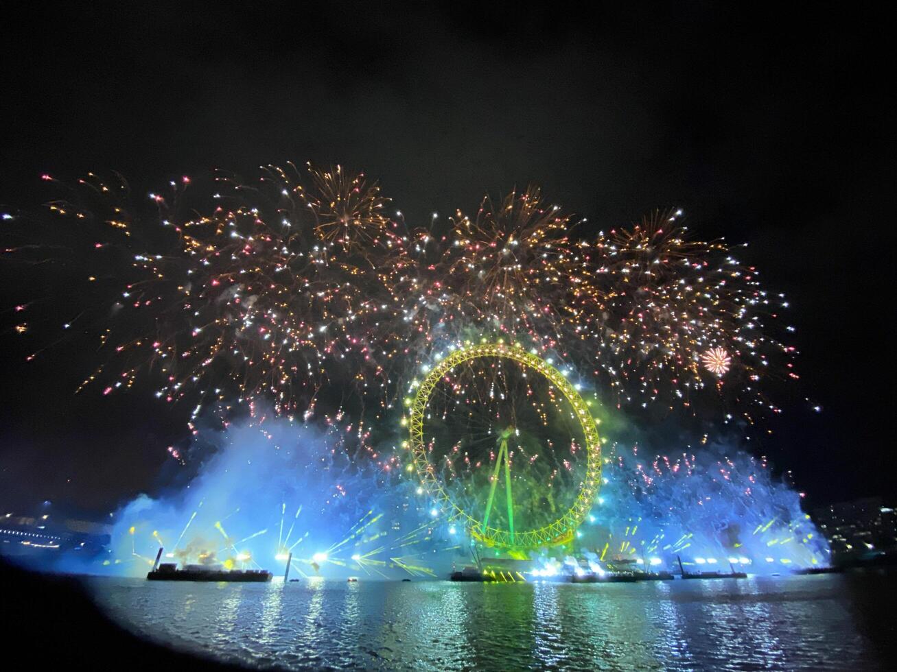 London in the UK on 1 January 2024. A view of the London New Years Eve Fireworks photo
