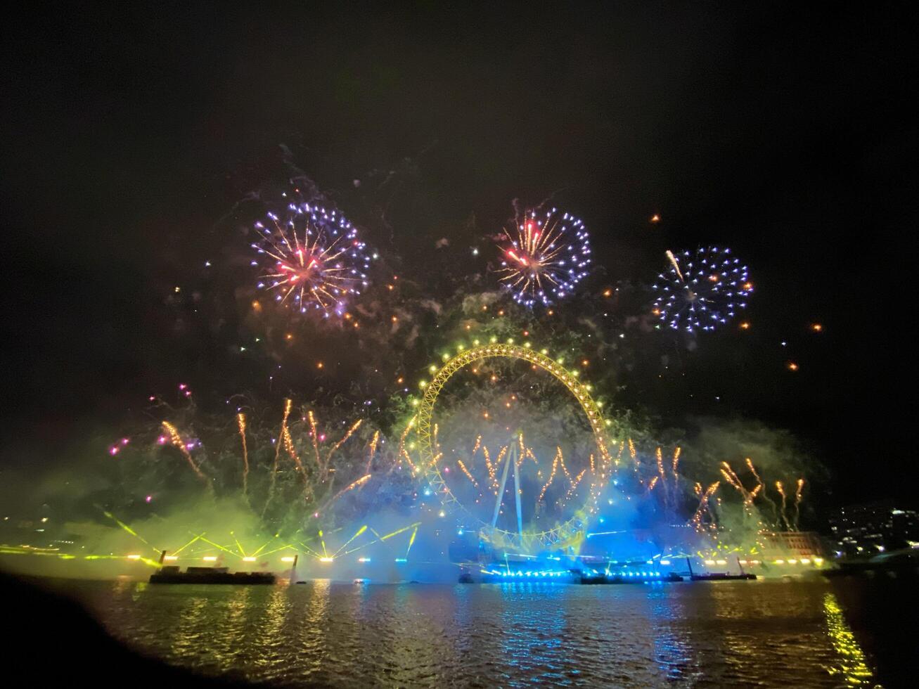 London in the UK on 1 January 2024. A view of the London New Years Eve Fireworks photo