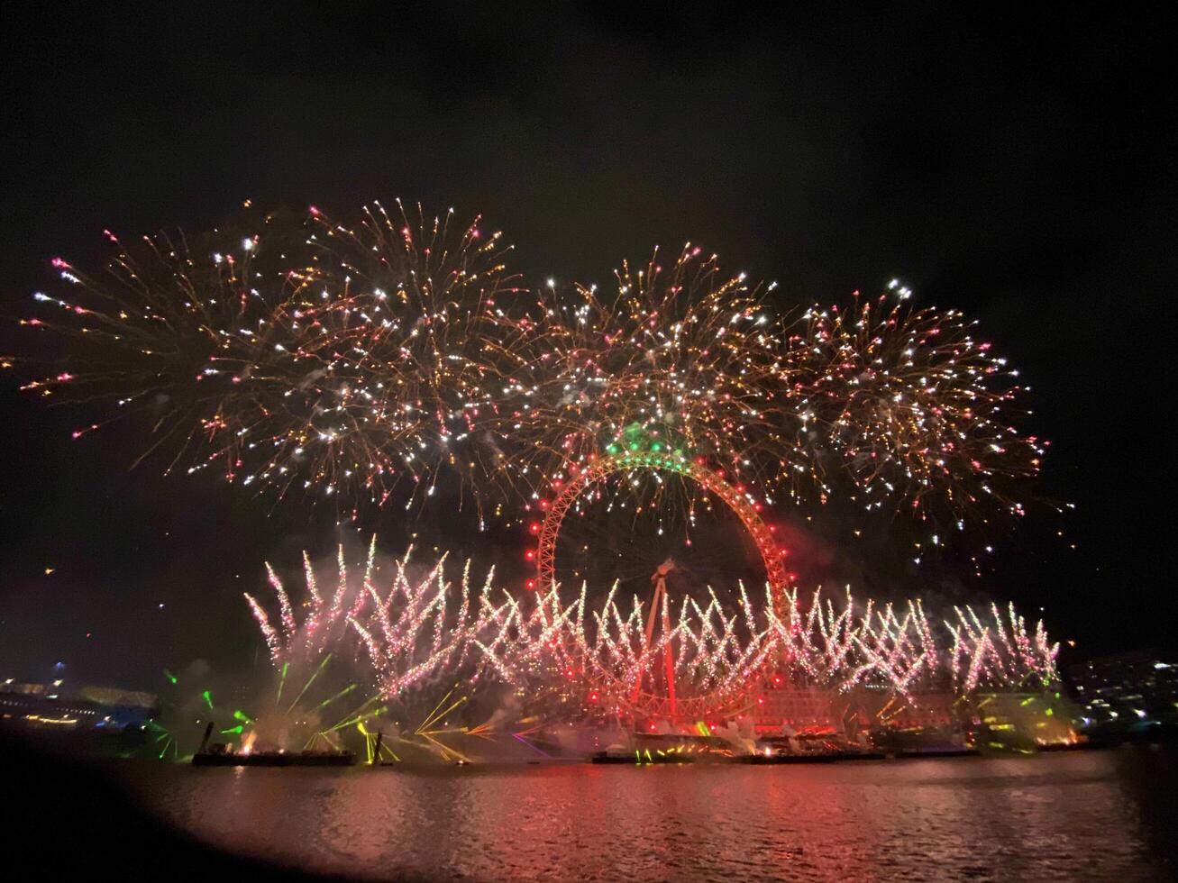 London in the UK on 1 January 2024. A view of the London New Years Eve Fireworks photo