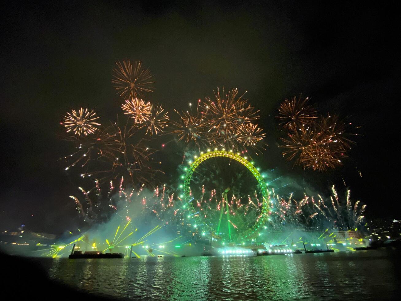 London in the UK on 1 January 2024. A view of the London New Years Eve Fireworks photo