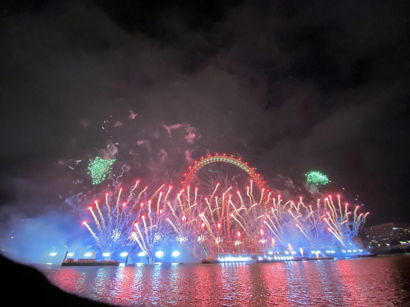 London in the UK on 1 January 2024. A view of the London New Years Eve Fireworks photo