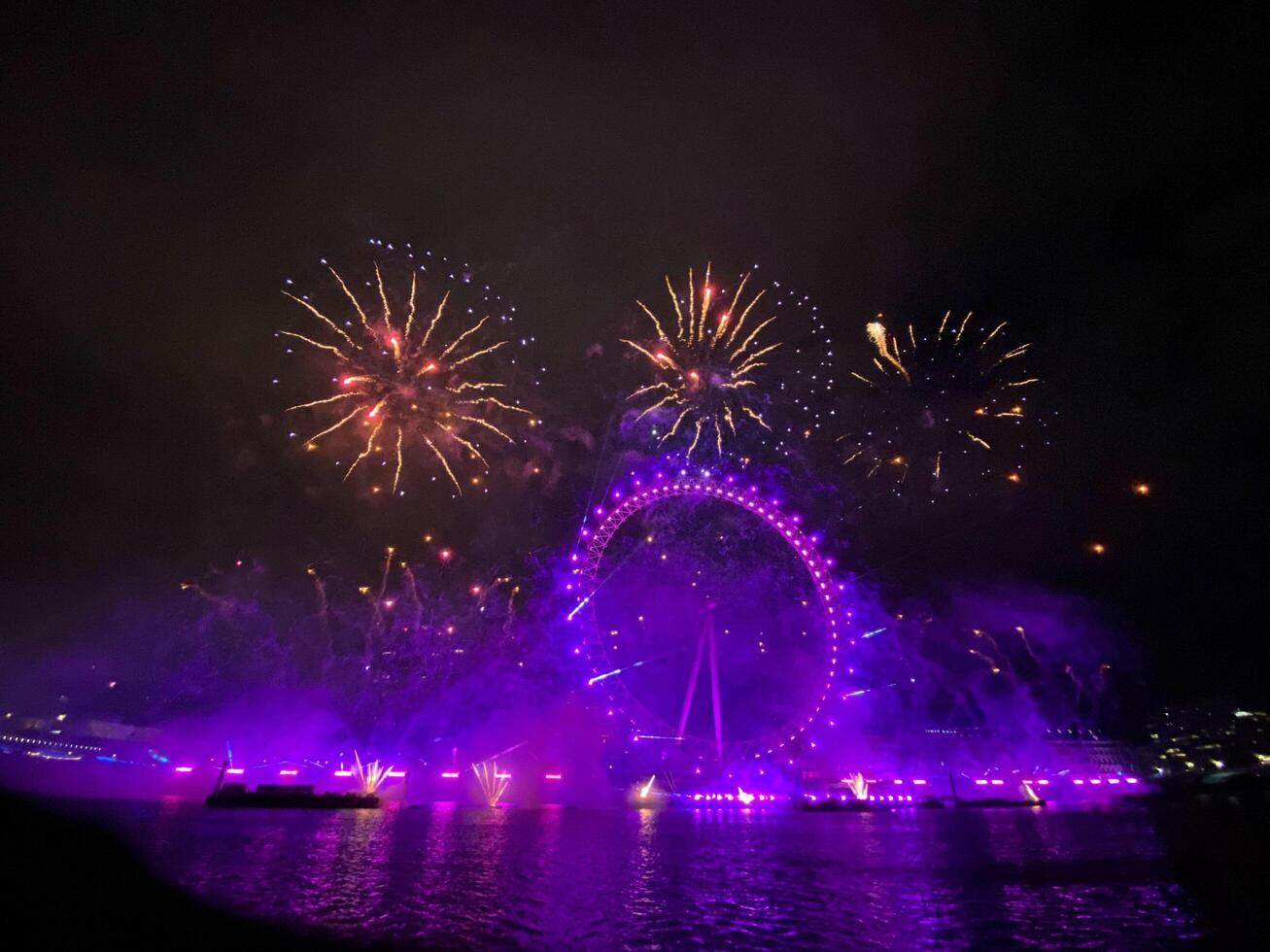 London in the UK on 1 January 2024. A view of the London New Years Eve Fireworks 46478035 Stock