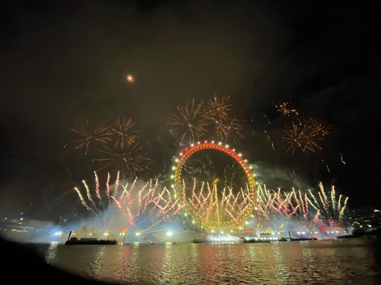 London in the UK on 1 January 2024. A view of the London New Years Eve Fireworks photo