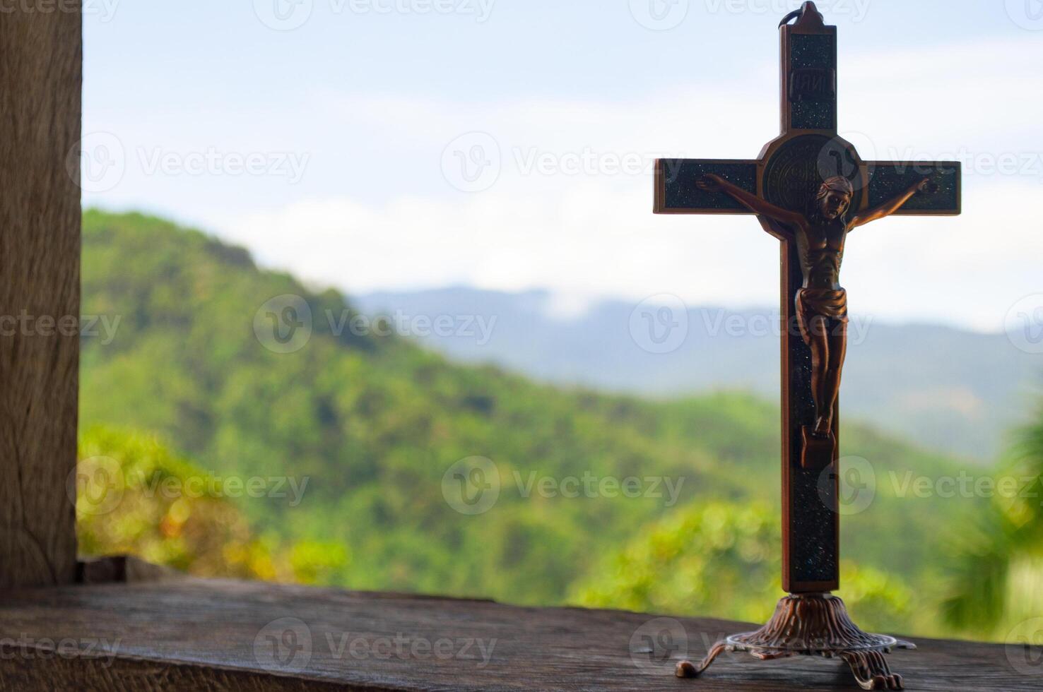 Holy Cross with customizable space for Christian message or text photo
