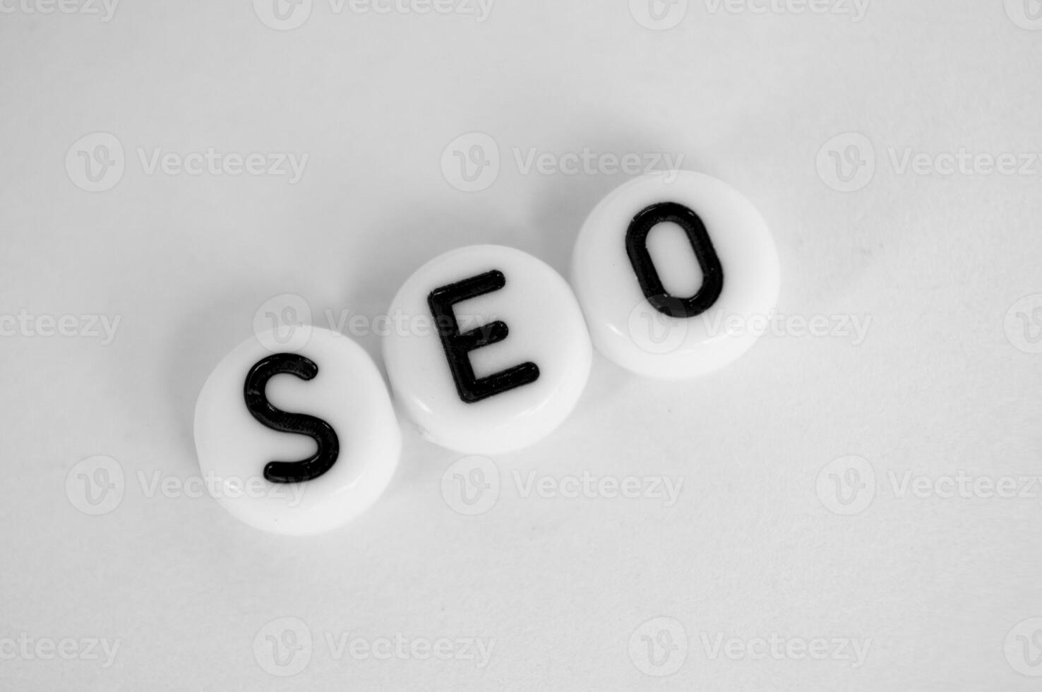 Top view of SEO text representing search engine optimization photo