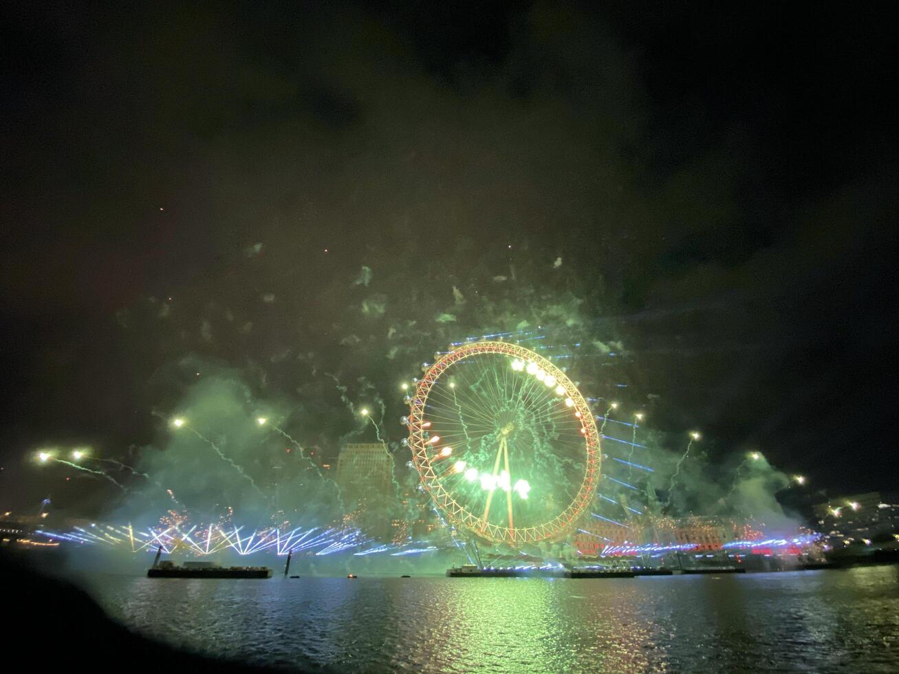 London in the UK on 1 January 2024. A view of the London New Years Eve Fireworks photo