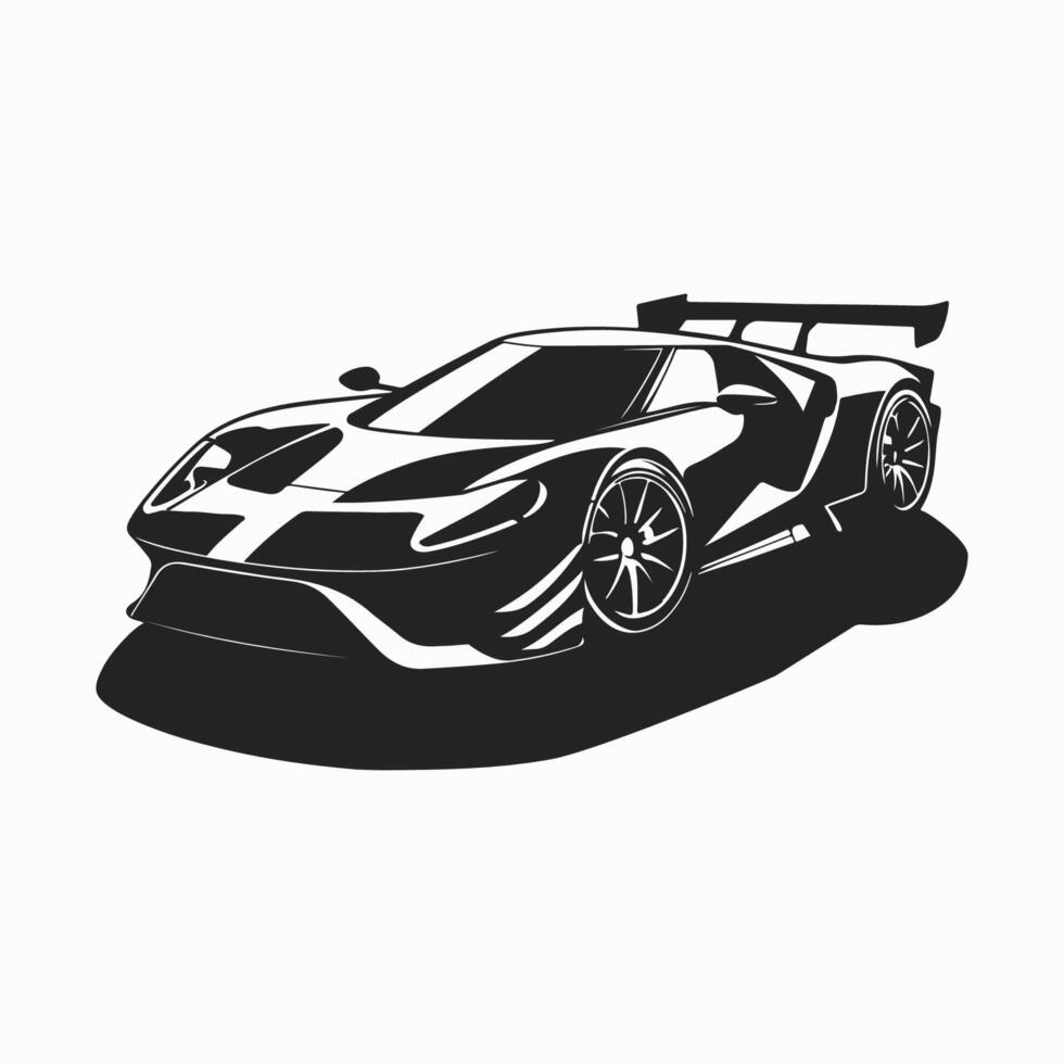 Outline drawing of fast super car, sport car from side and front view. Sport car black line illustration isolated white background. vector