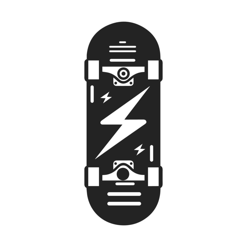 Simple Minimalist Skateboard Silhouette in Black and White vector
