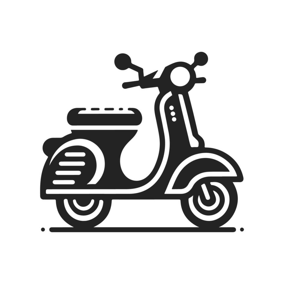 Flat Scooter Silhouette in Clean Black and White vector