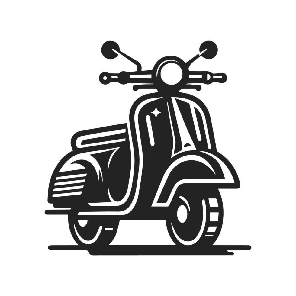 Minimalist Black and White Scooter Silhouette vector