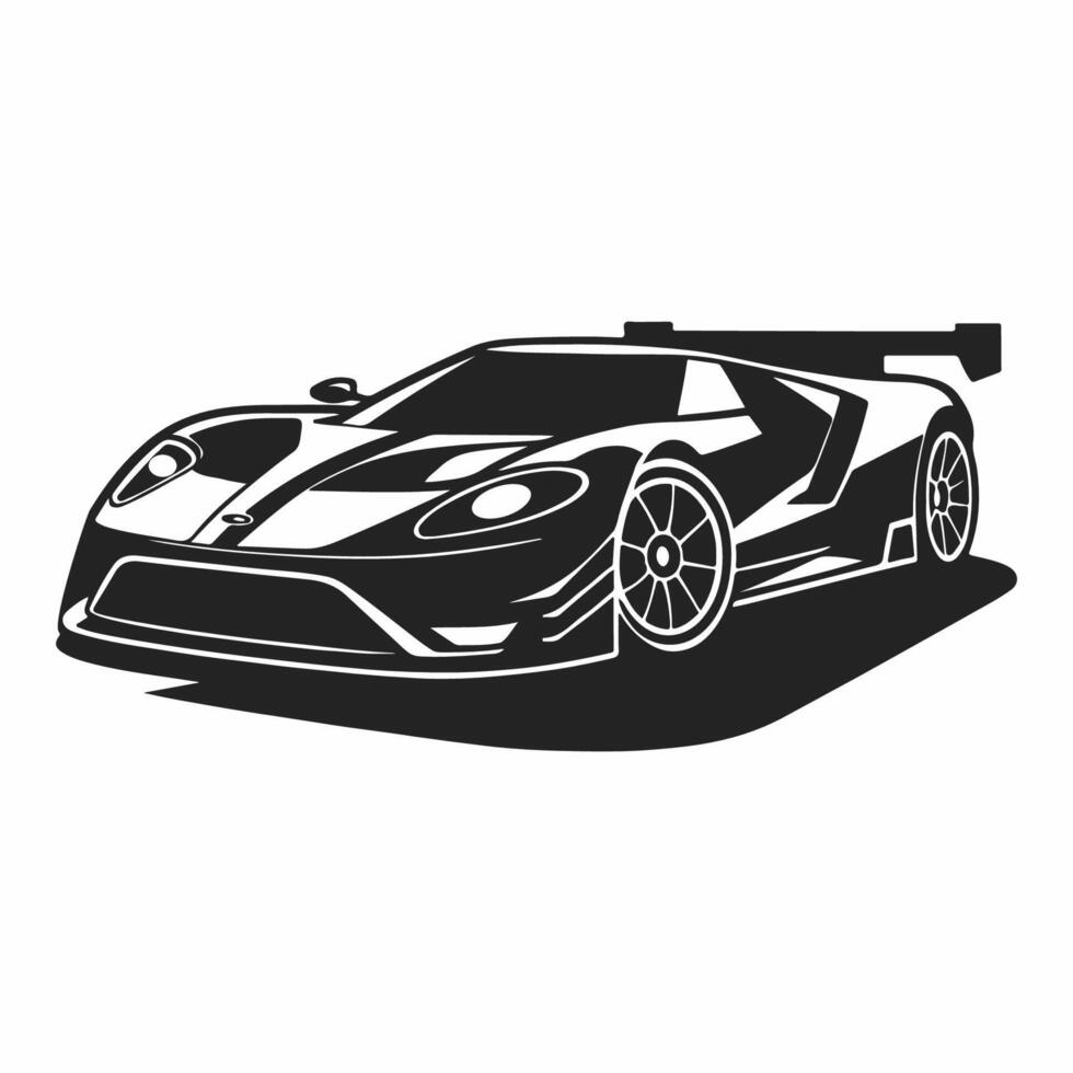 Outline drawing of fast super car, sport car from side and front view. Sport car black line illustration isolated white background. vector