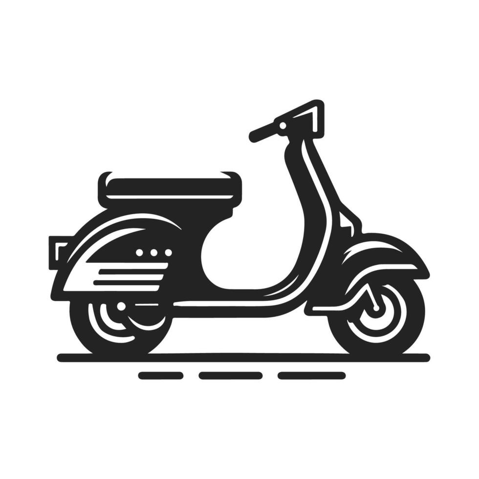Flat Scooter in Monochrome Silhouette Design vector