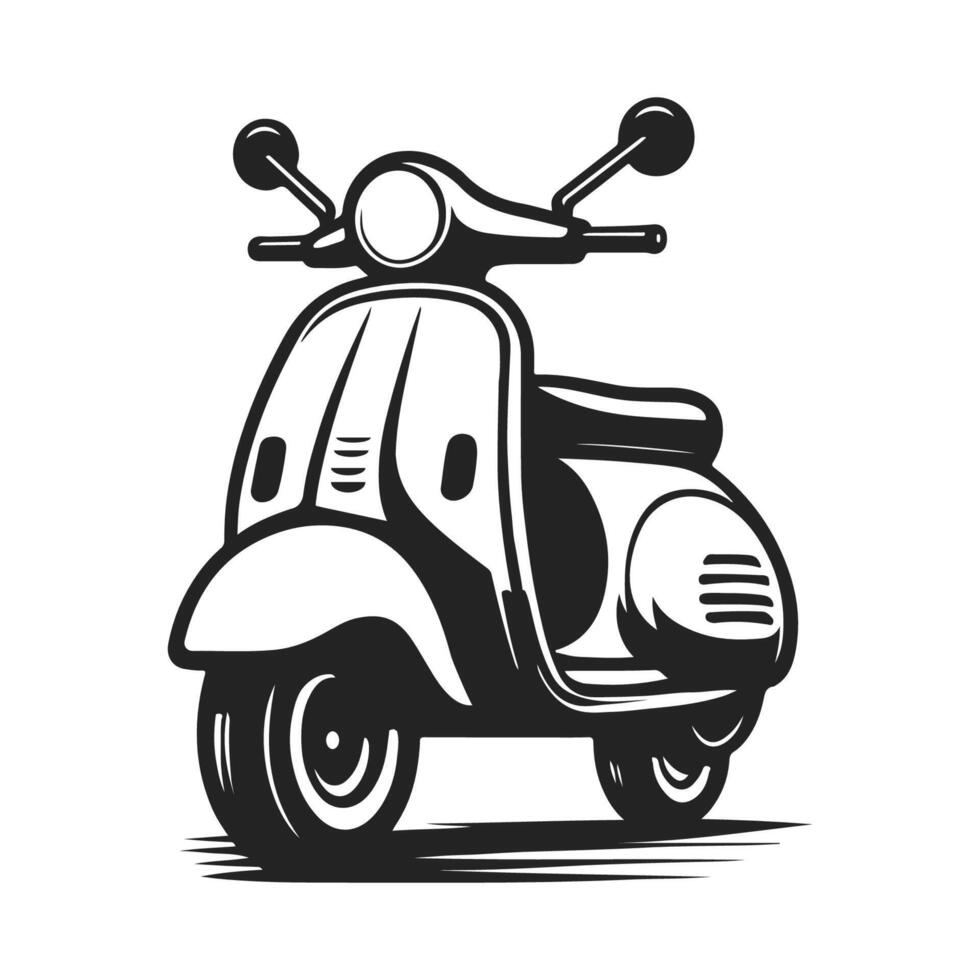 Flat Silhouette Scooter in Black and White vector