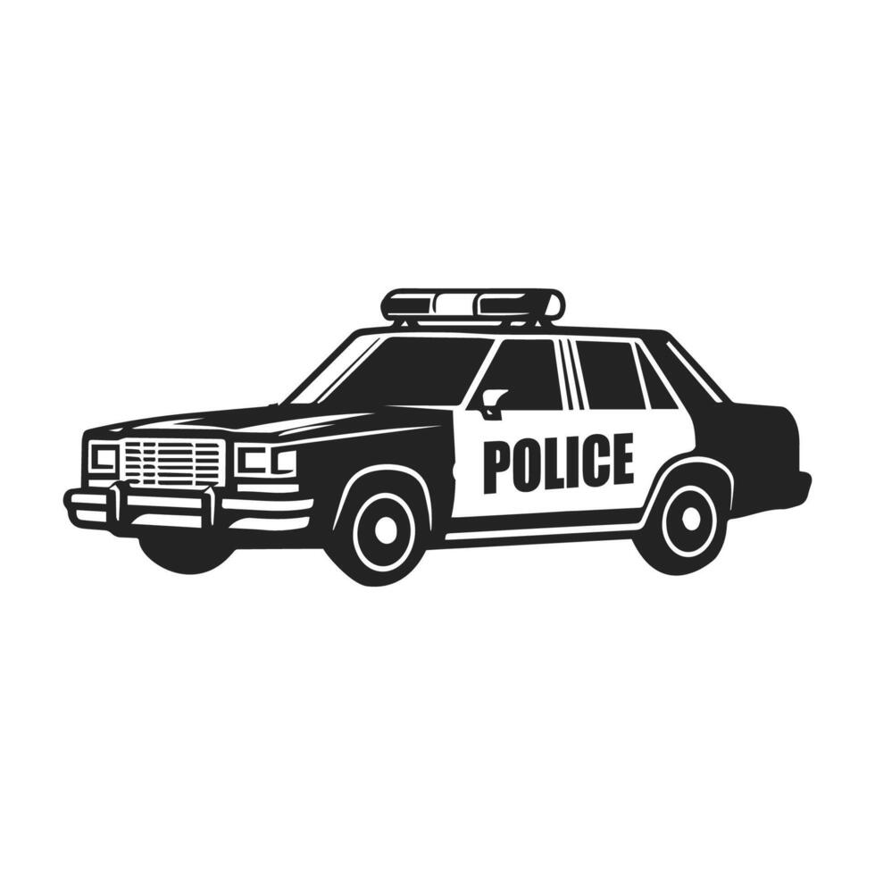 Black and White Police Car with Minimalist Design vector