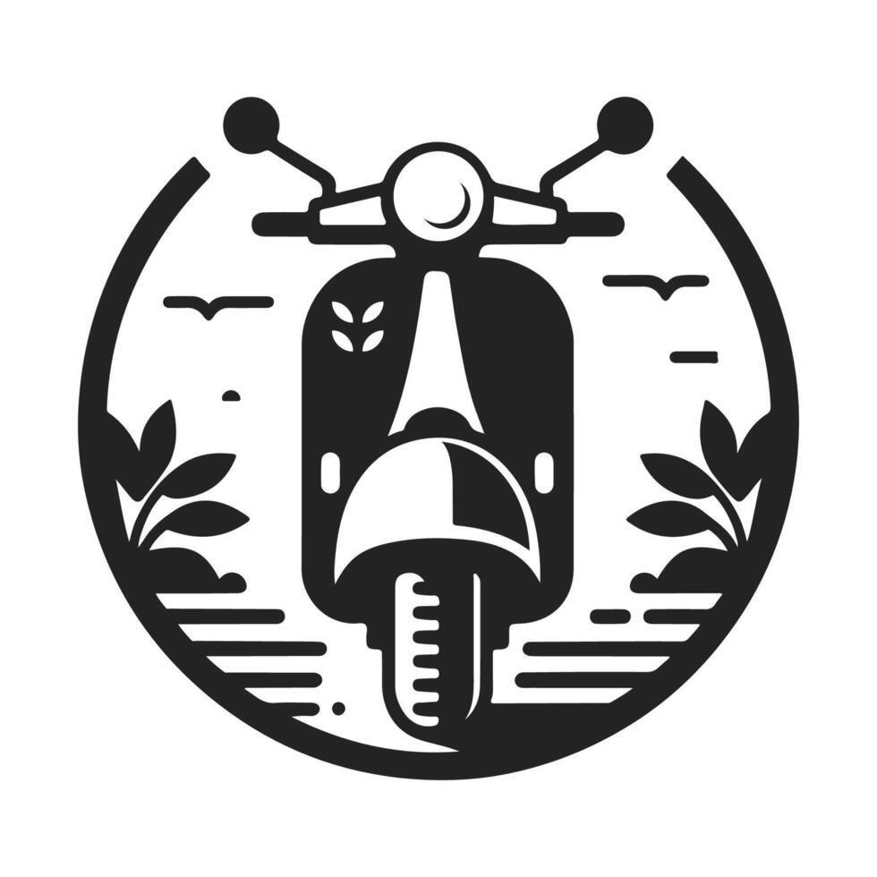 Simple Minimalist Scooter Silhouette in Black and White vector
