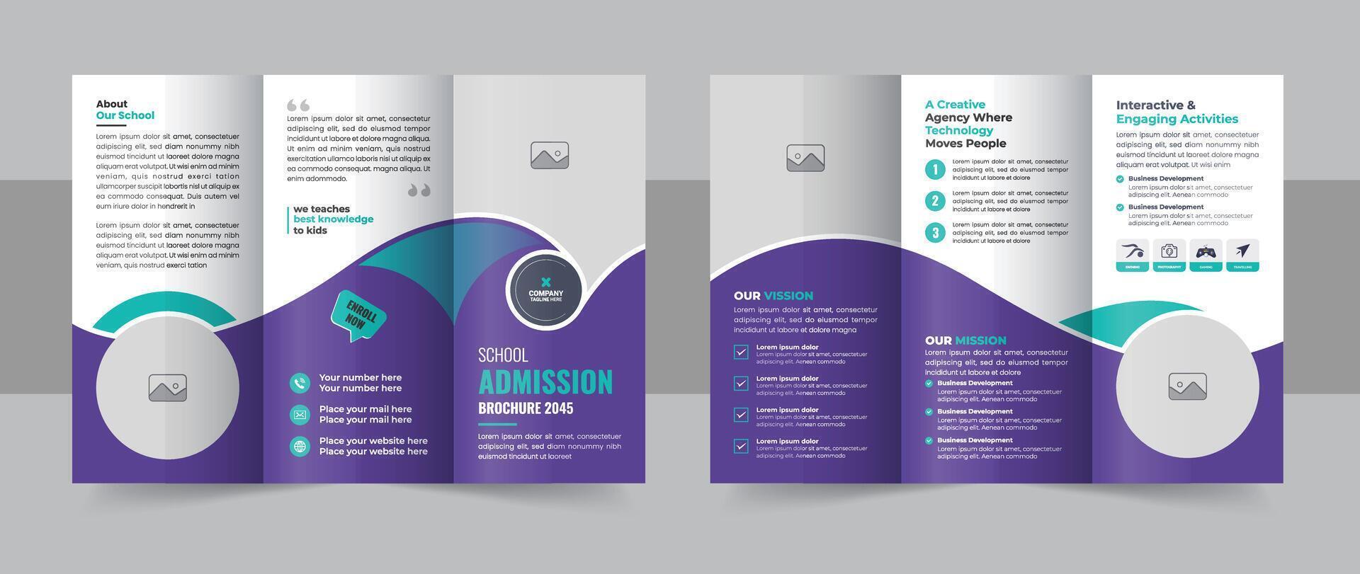 Back to school admission trifold brochure template design layout vector