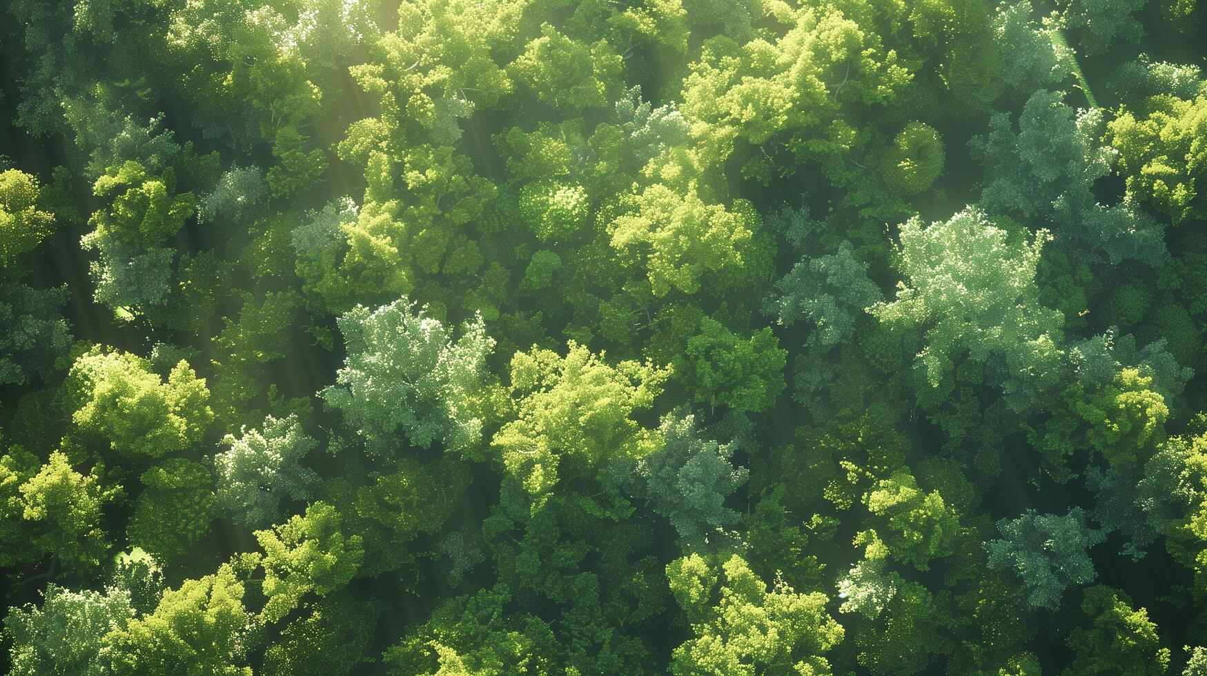 Bright sunlight illuminates the verdant summer forest. photo