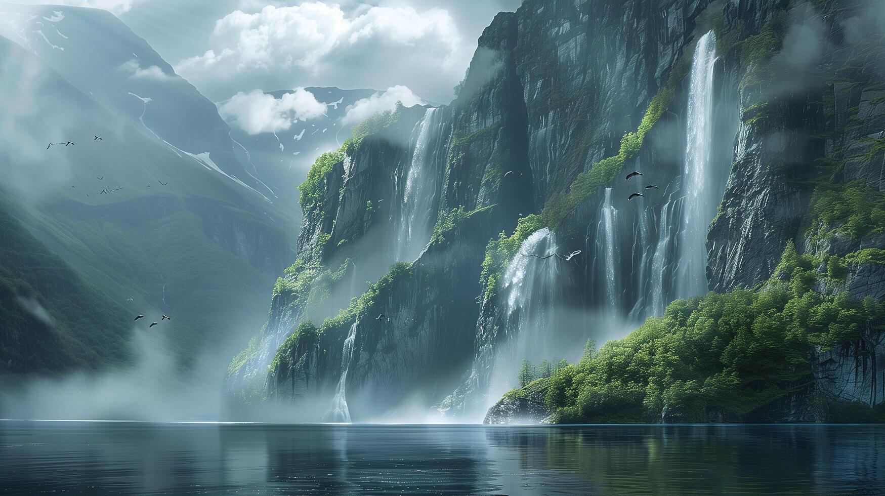 Misty wonderland beautiful Waterfalls photo