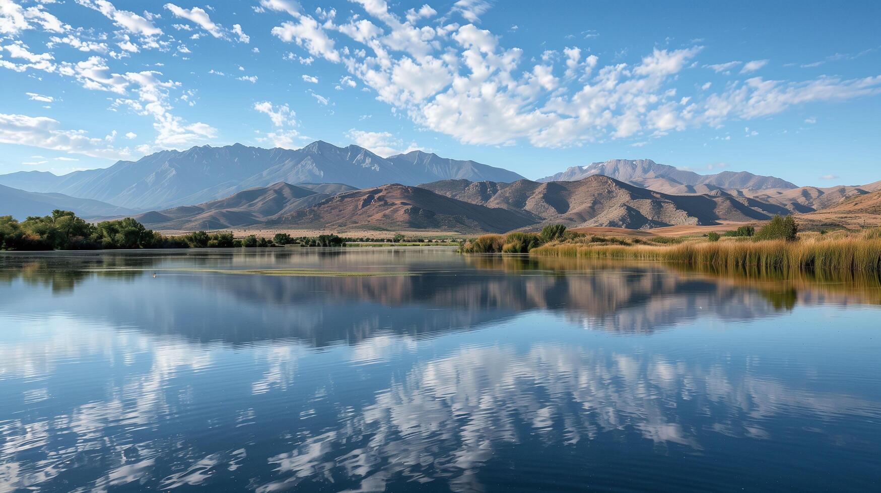 peaceful lake with a peaceful reflection of the neighbor photo