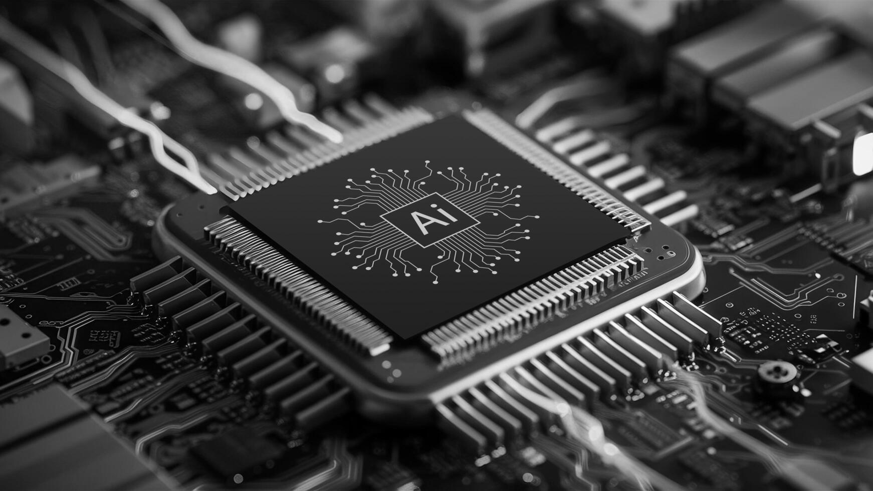 close up of computer circuit black and white photo of a dell computer with the word a on the side