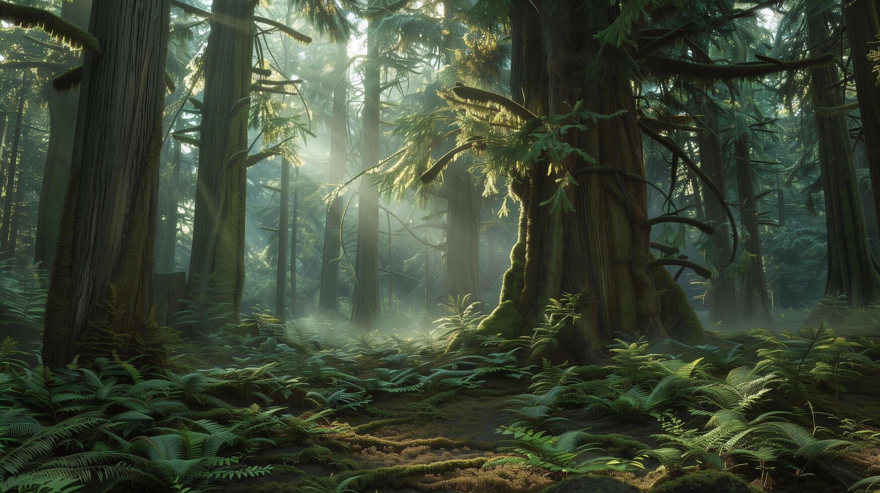 A mysterious and ancient natural environment with enor photo