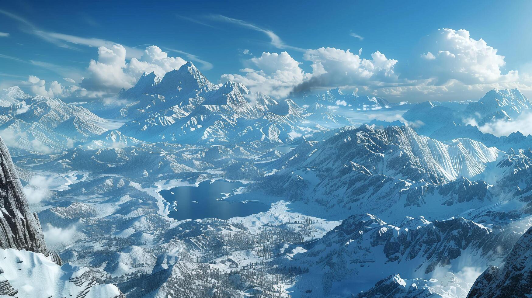 A large natural setting with a mountain range covers. photo