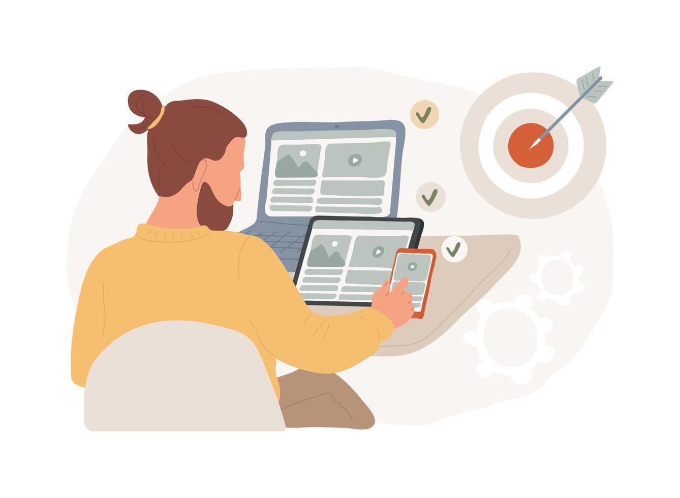 Multi device targeting isolated concept illustration. vector