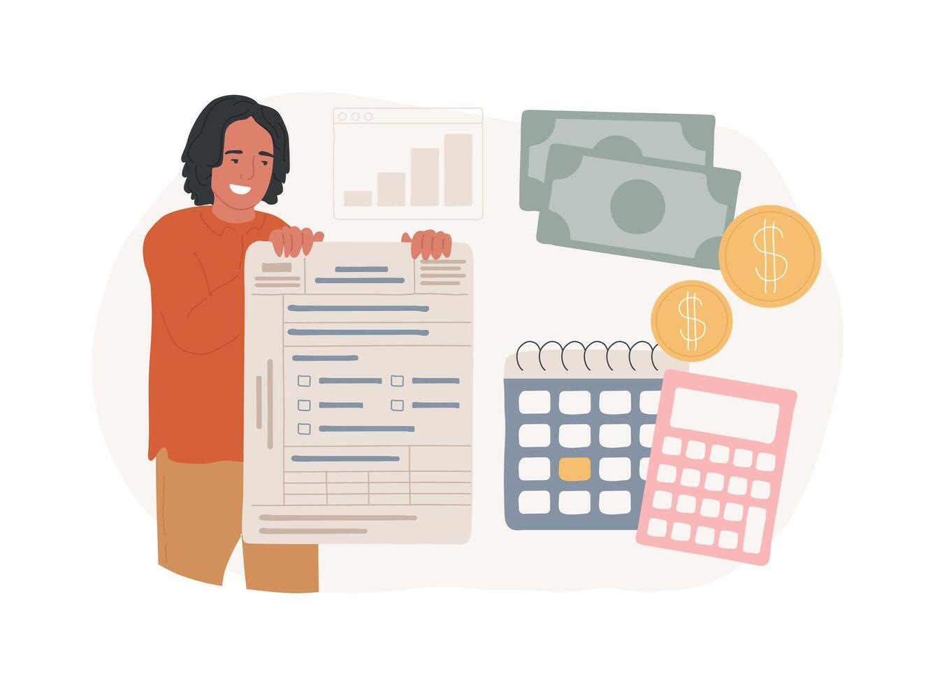 Tax form isolated concept illustration. vector