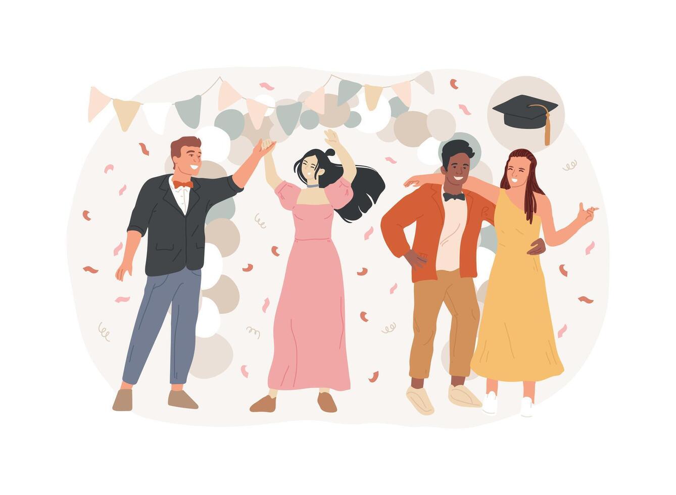 Prom party isolated concept illustration. vector