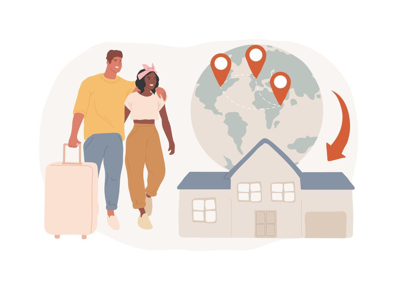 Return migration isolated concept illustration. vector