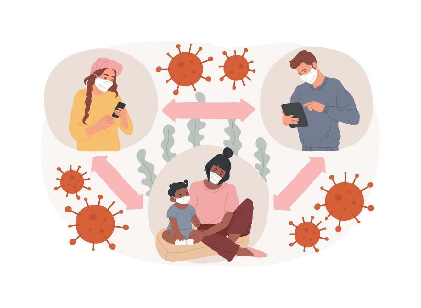 Social distancing isolated concept illustration. vector