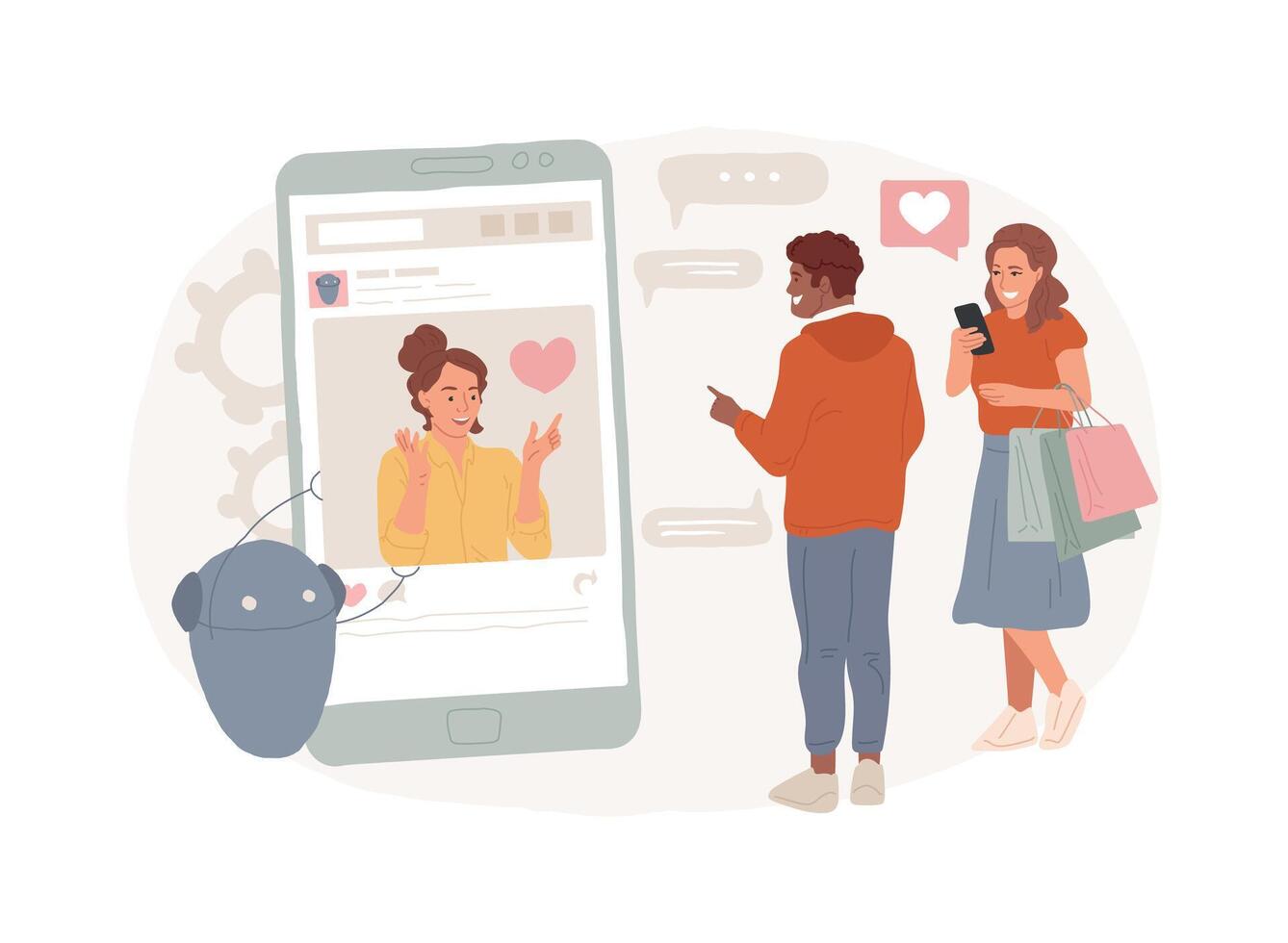 Virtual influencer isolated concept illustration. vector