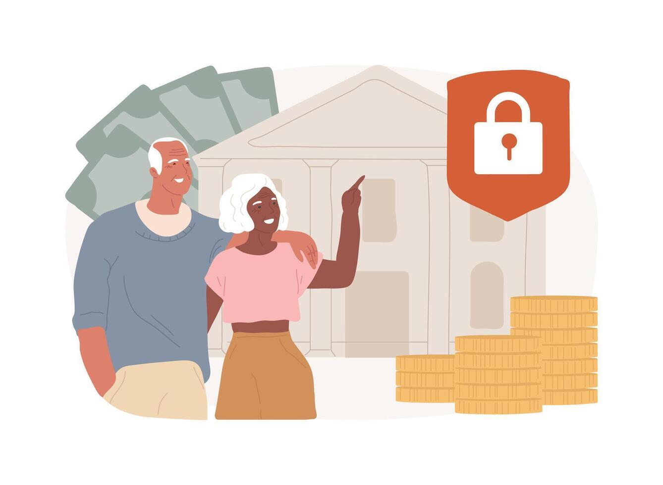Elderly financial security isolated concept illustration. vector