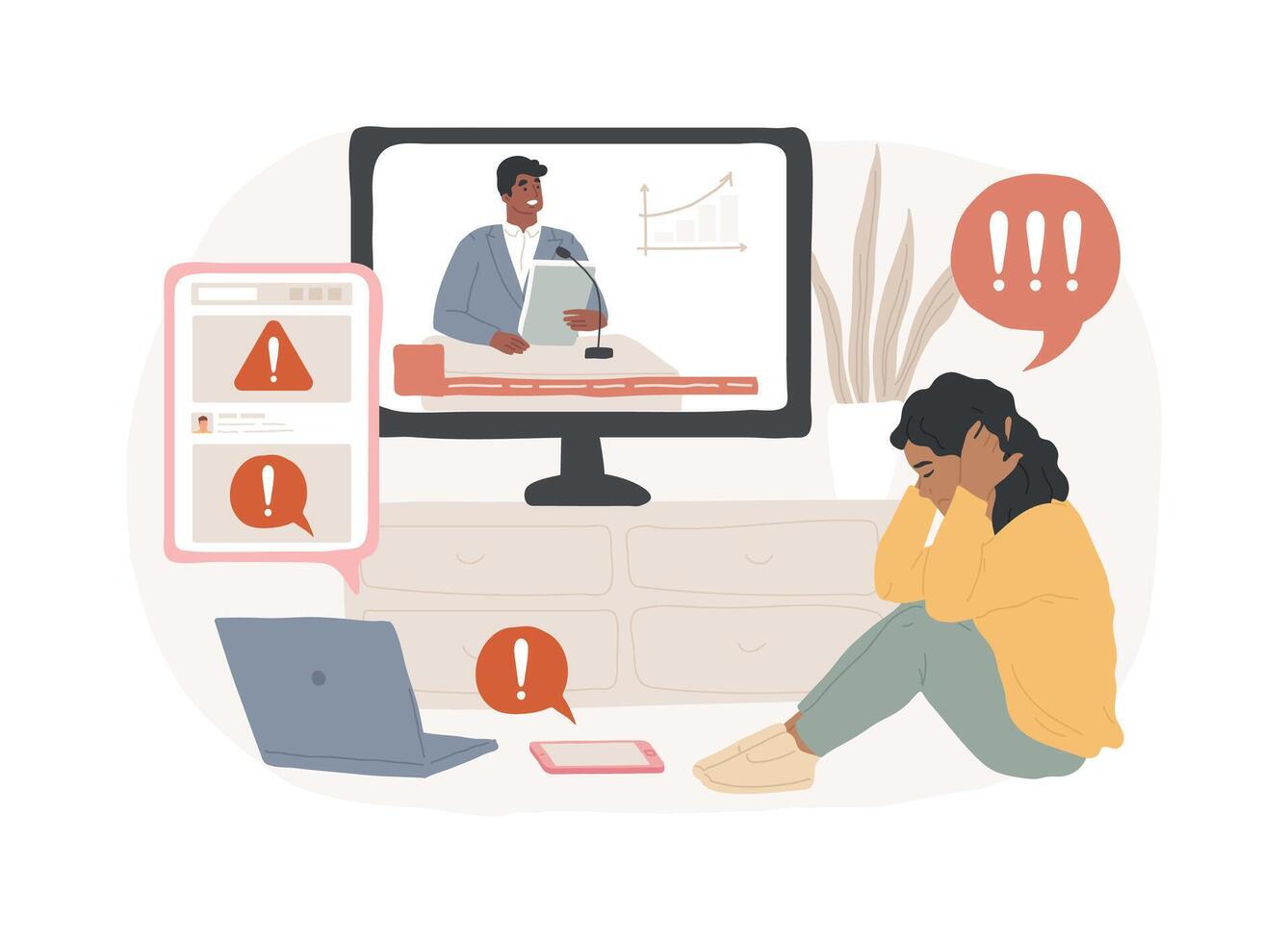 Limit your news intake isolated concept illustration. vector
