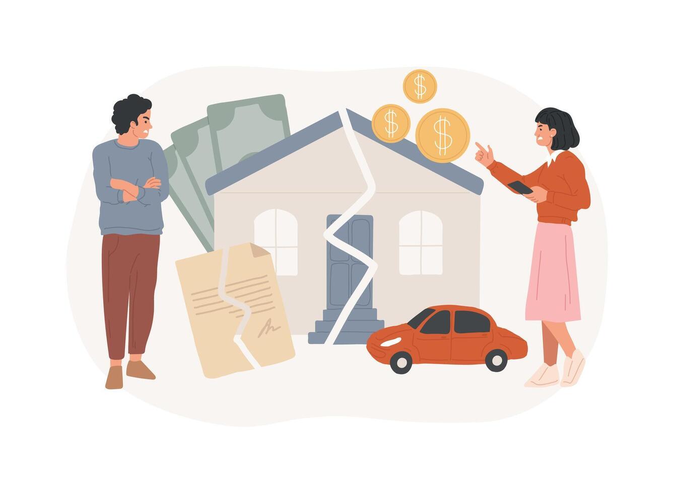 Property division isolated concept illustration. vector