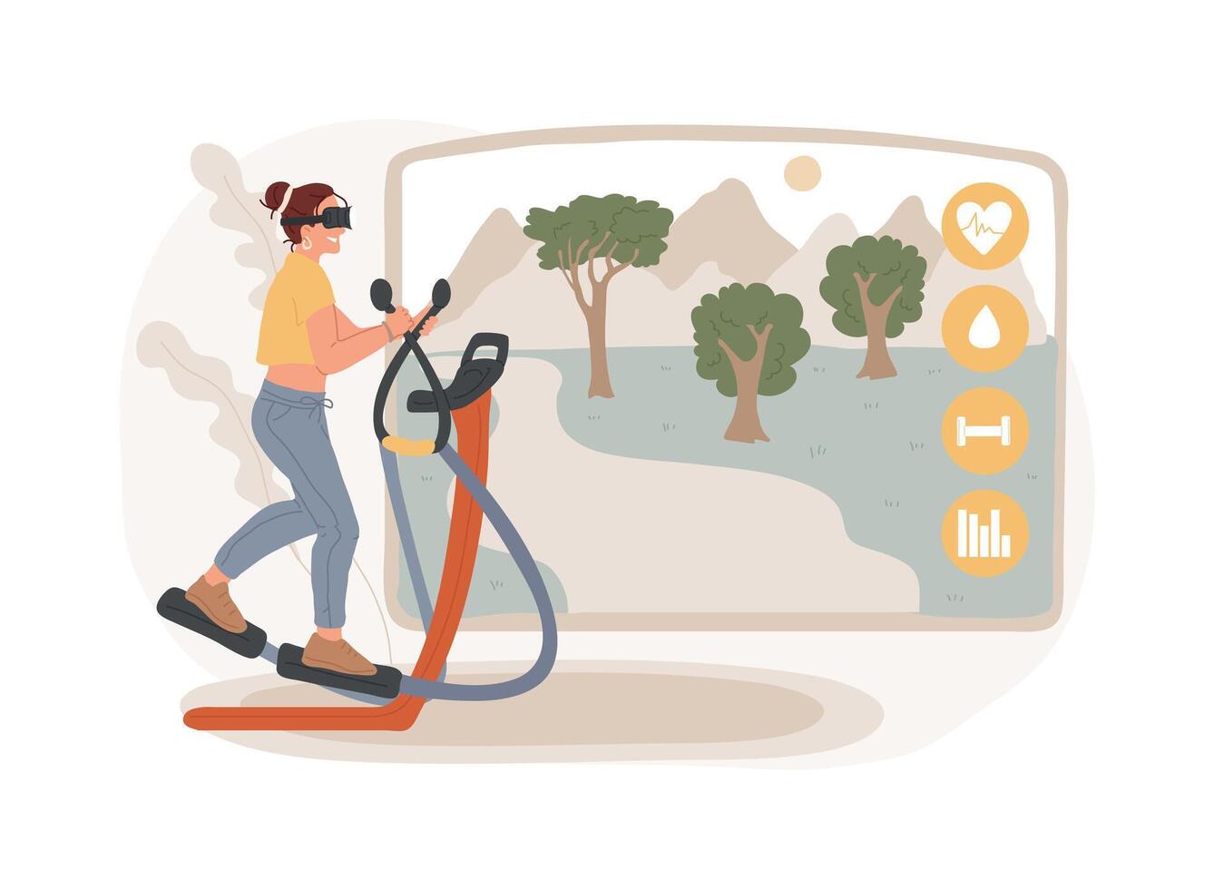 VR fitness gym isolated concept illustration. vector