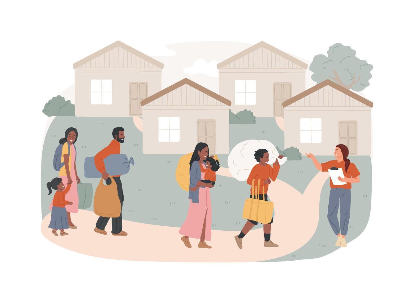 Resettlement of persons isolated concept illustration. vector