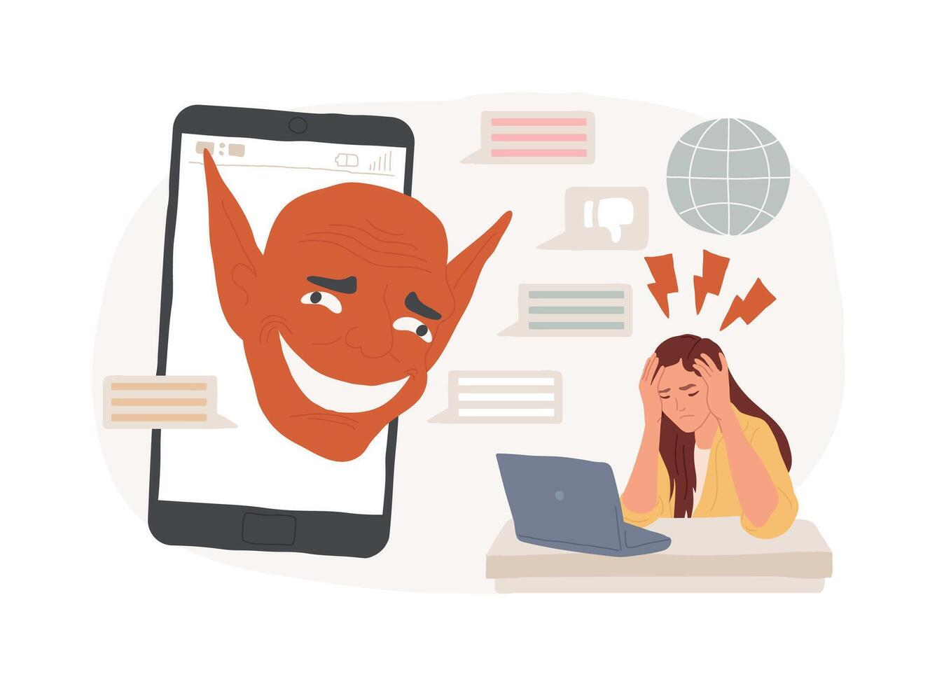Internet trolling isolated concept illustration. vector