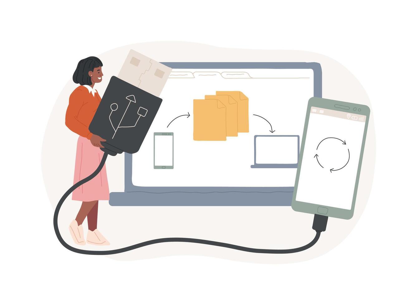 USB connection isolated concept illustration. vector